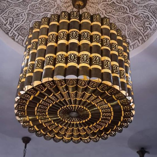 What metal are Moroccan lamps made of?