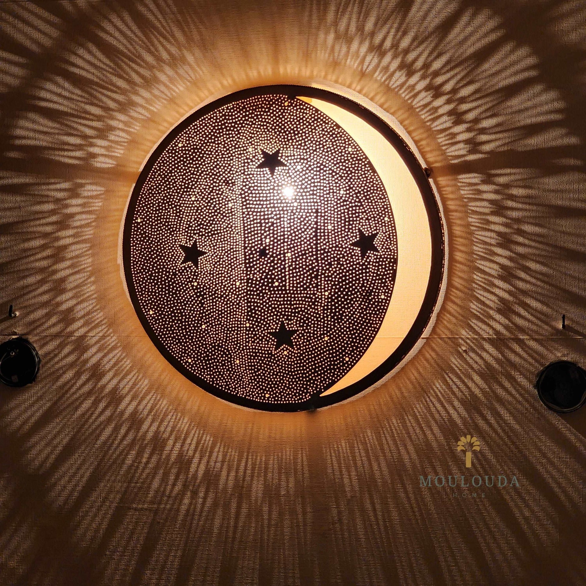 Moon and Stars Wall Sconce - Handmade Moroccan Lamp - Mouloudahome