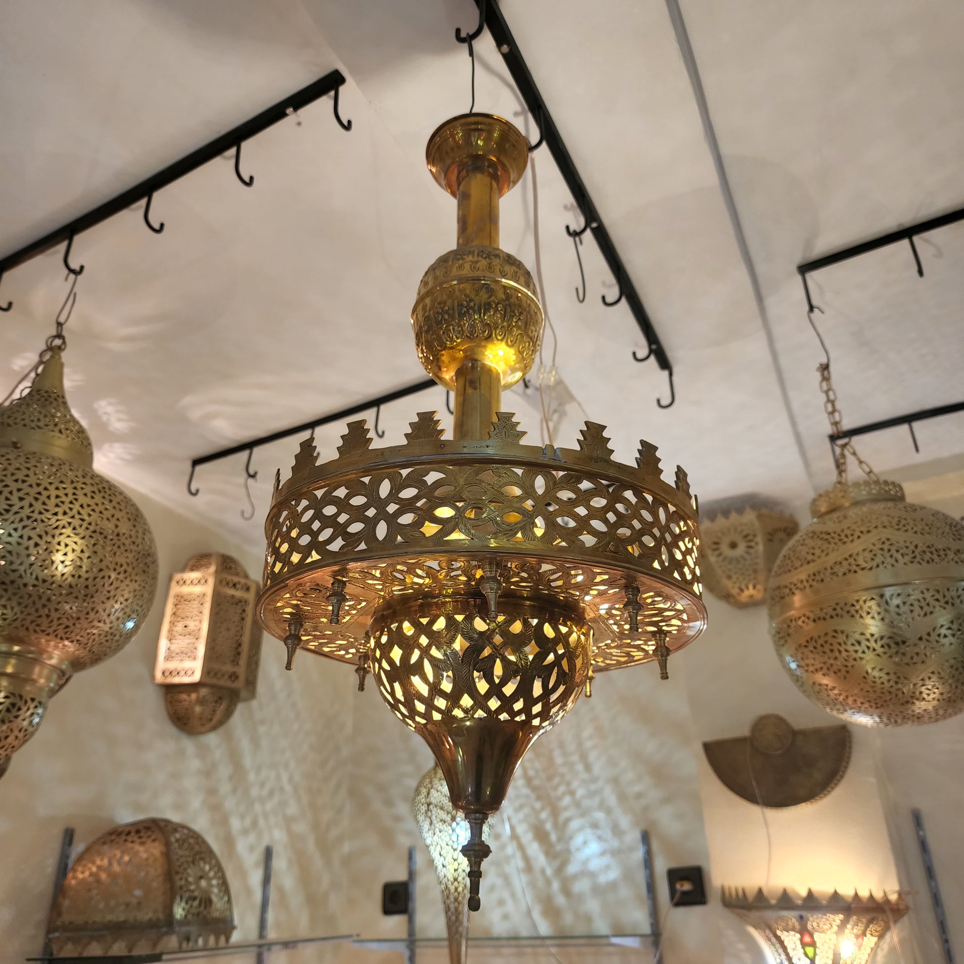 Moroccan pendant lamp, Brass chandelier, handmade moroccan lamp - Golden Glory Limited