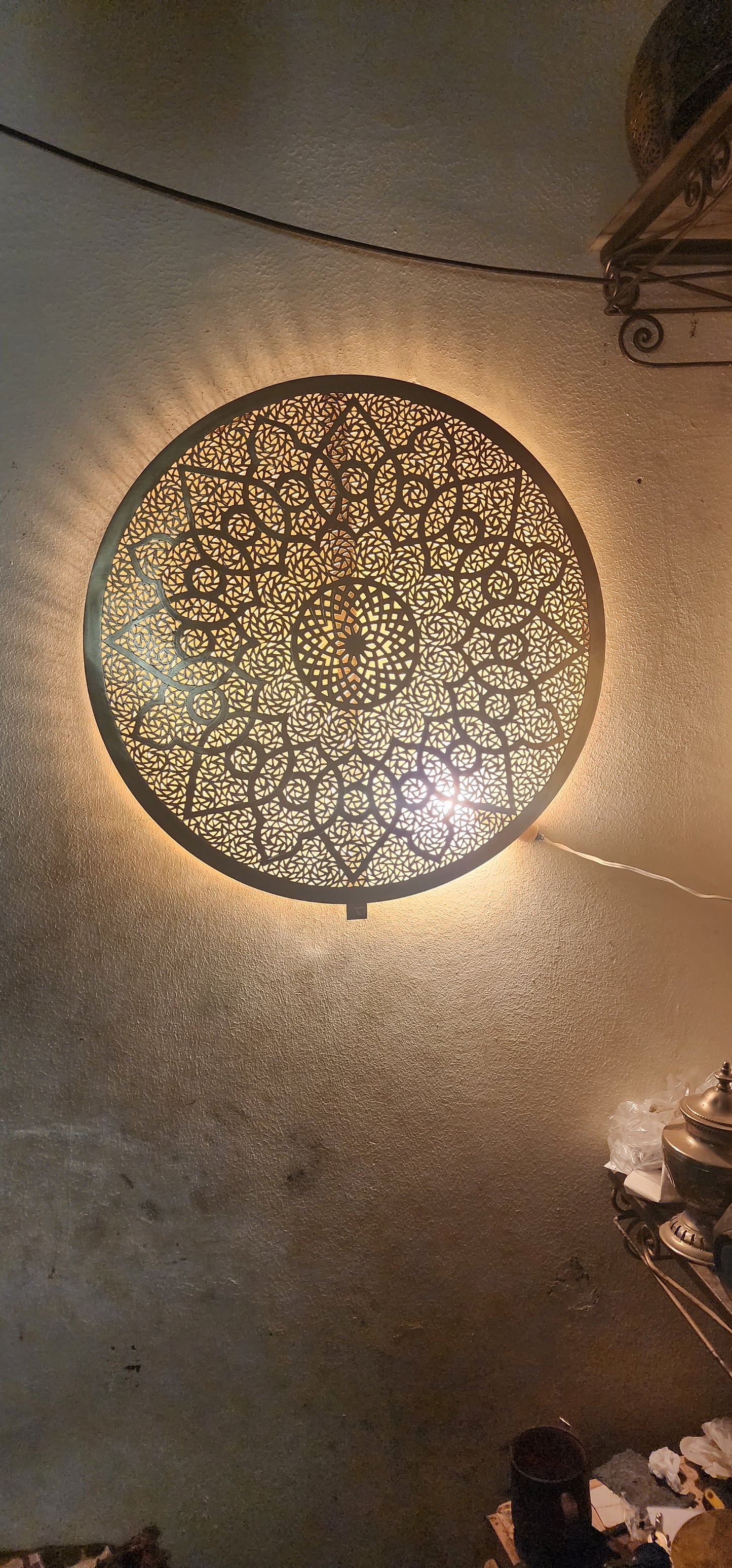 Designer wall lamp, brass lamp, Moroccan Wall decor - Golden Glory Limited