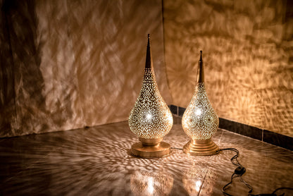 Moroccan table lamp, lantern, genuine brass - Golden Glory Limited