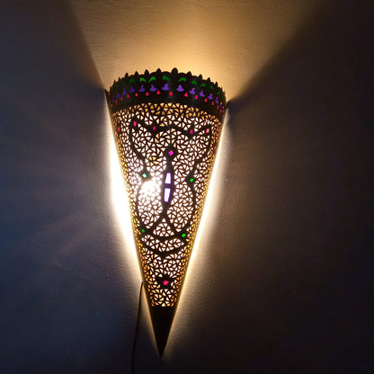 Wall lamp, Moroccan lamp, brass and Glass color wall lamp - Golden Glory Limited