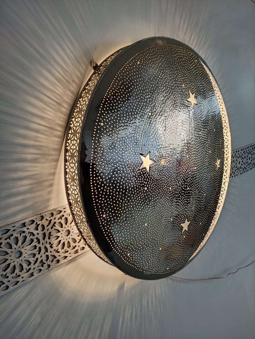 Cresent and stars wall lamp, wall sconce, Handmade craft, moroccan lamp