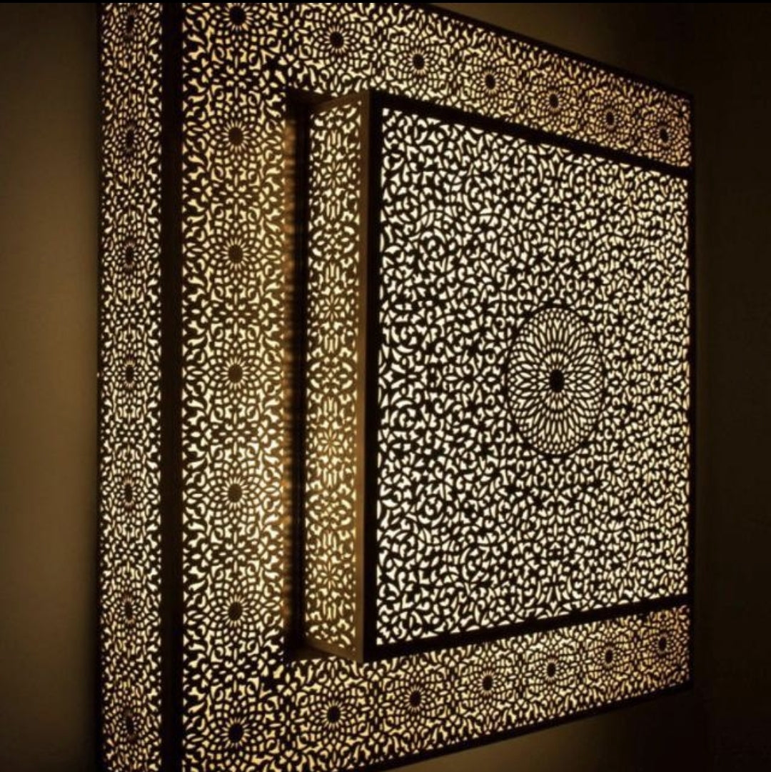 Square wall lamp, luxury wall sconce, moroccan modern - Golden Glory Limited