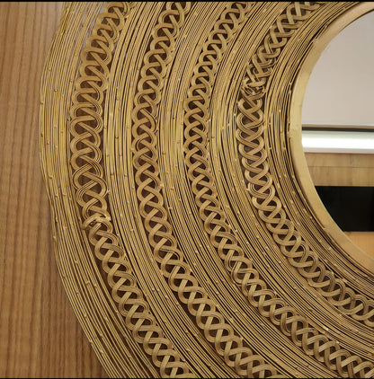 Rattan Mirror, designer mirror, fiber Halfa Mirror, Boho mirror - Golden Glory Limited