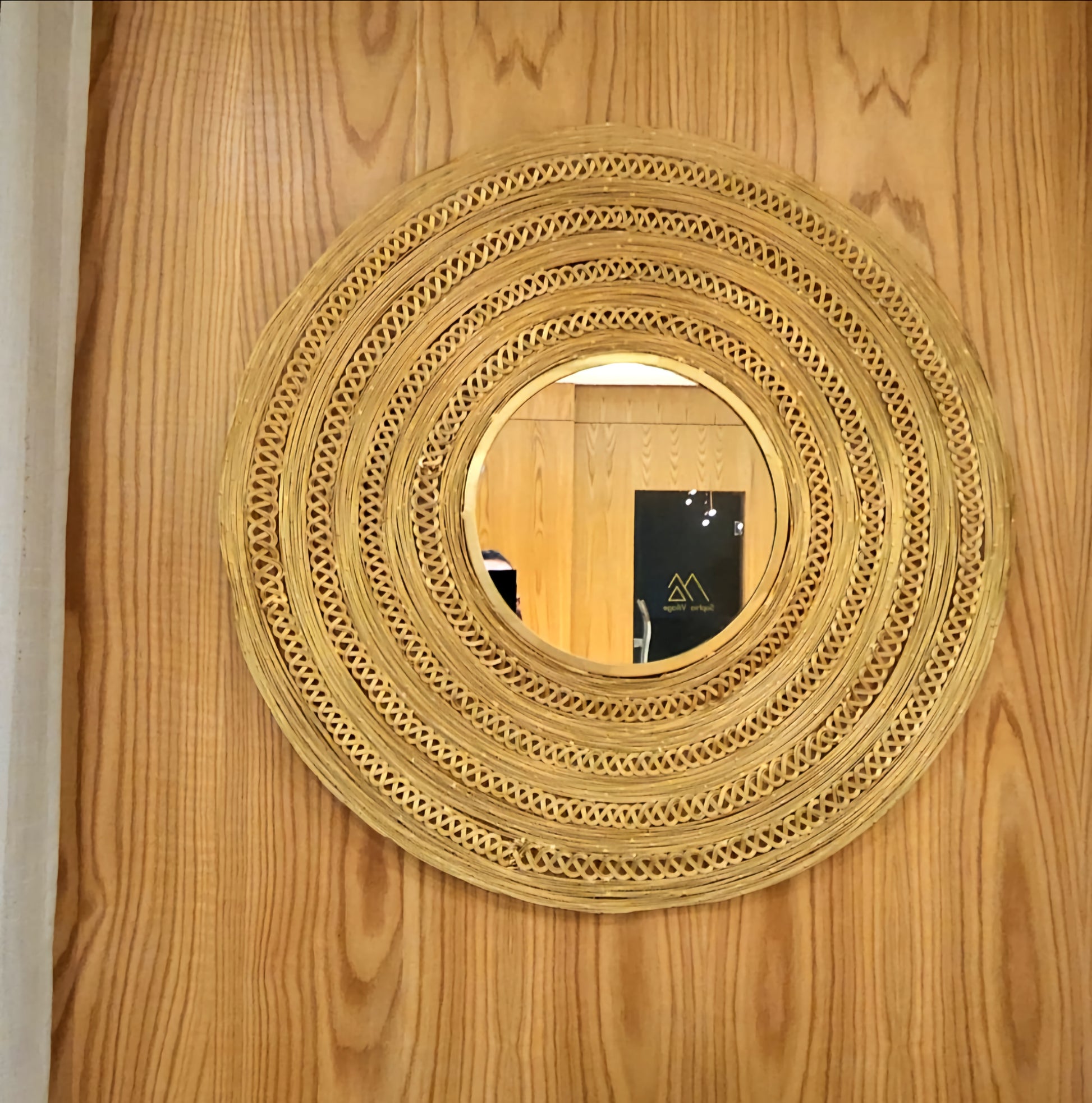 Rattan Mirror, designer mirror, fiber Halfa Mirror, Boho mirror - Golden Glory Limited