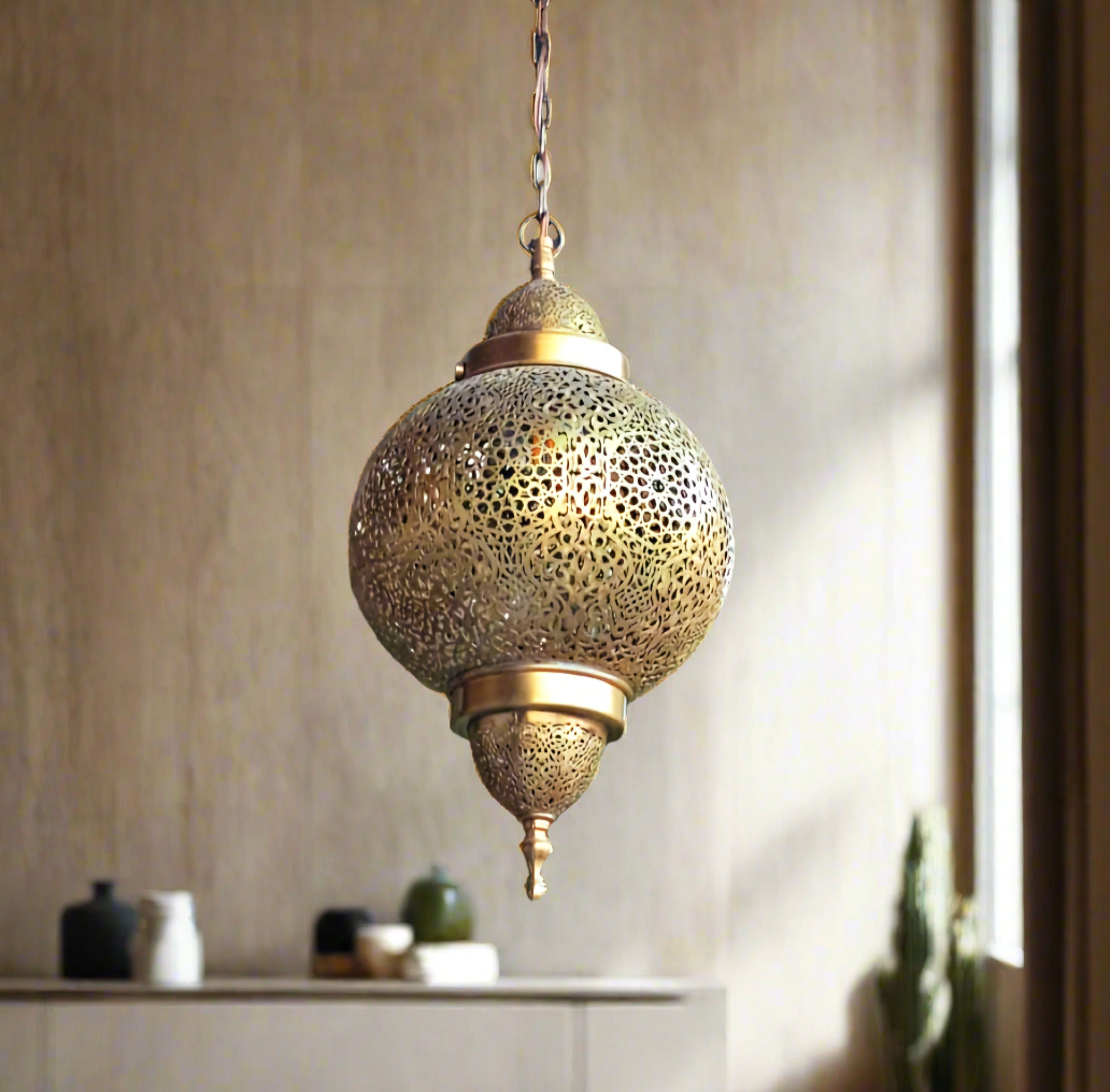 Moroccan pendant lamp, Genuine brass pendant light - Golden Glory Limited