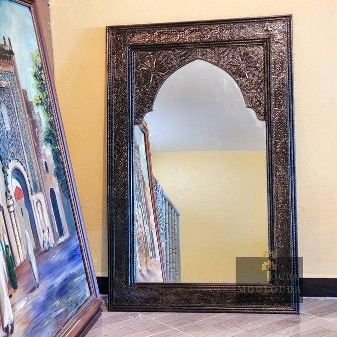 Handmade 1 Meter Moroccan Mirror | Luxury Boho Decor for Entrance & Vanity | White Copper, Wood & Designer Craft