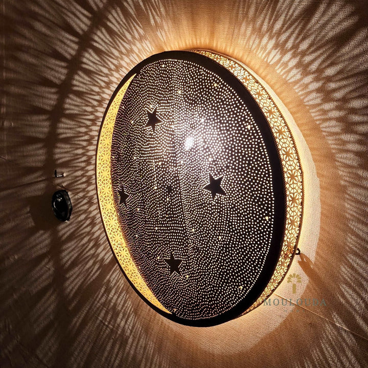 Moon and Stars Wall Sconce - Handmade Moroccan Lamp