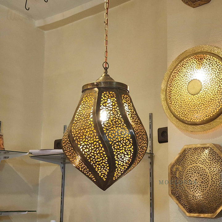 Luxurious Moroccan Brass Chandeliers - Handcrafted Pendant Lamps