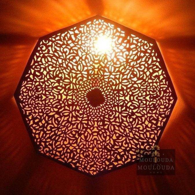 Aplique de pared - Lámpara de latón - Art Deco - Arquitectónico - Oriental - Luz de pared - Luz de arte - Lámpara de salón - mediados de siglo