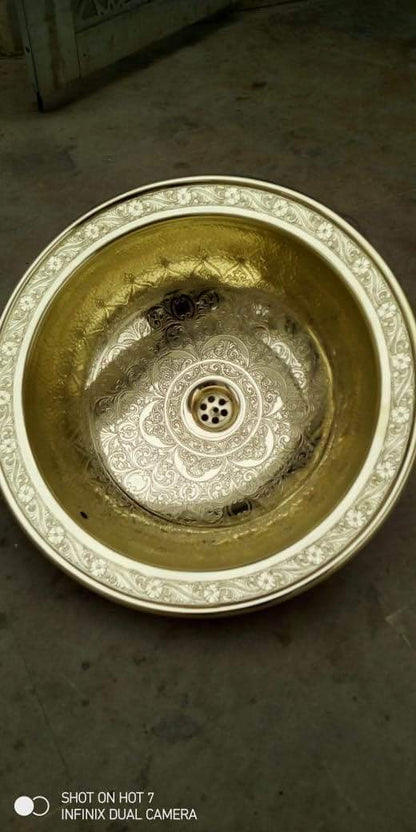 Golden sink, moroccan sink, luxurious sink for sale, made from genuine brass - Golden Glory Limited