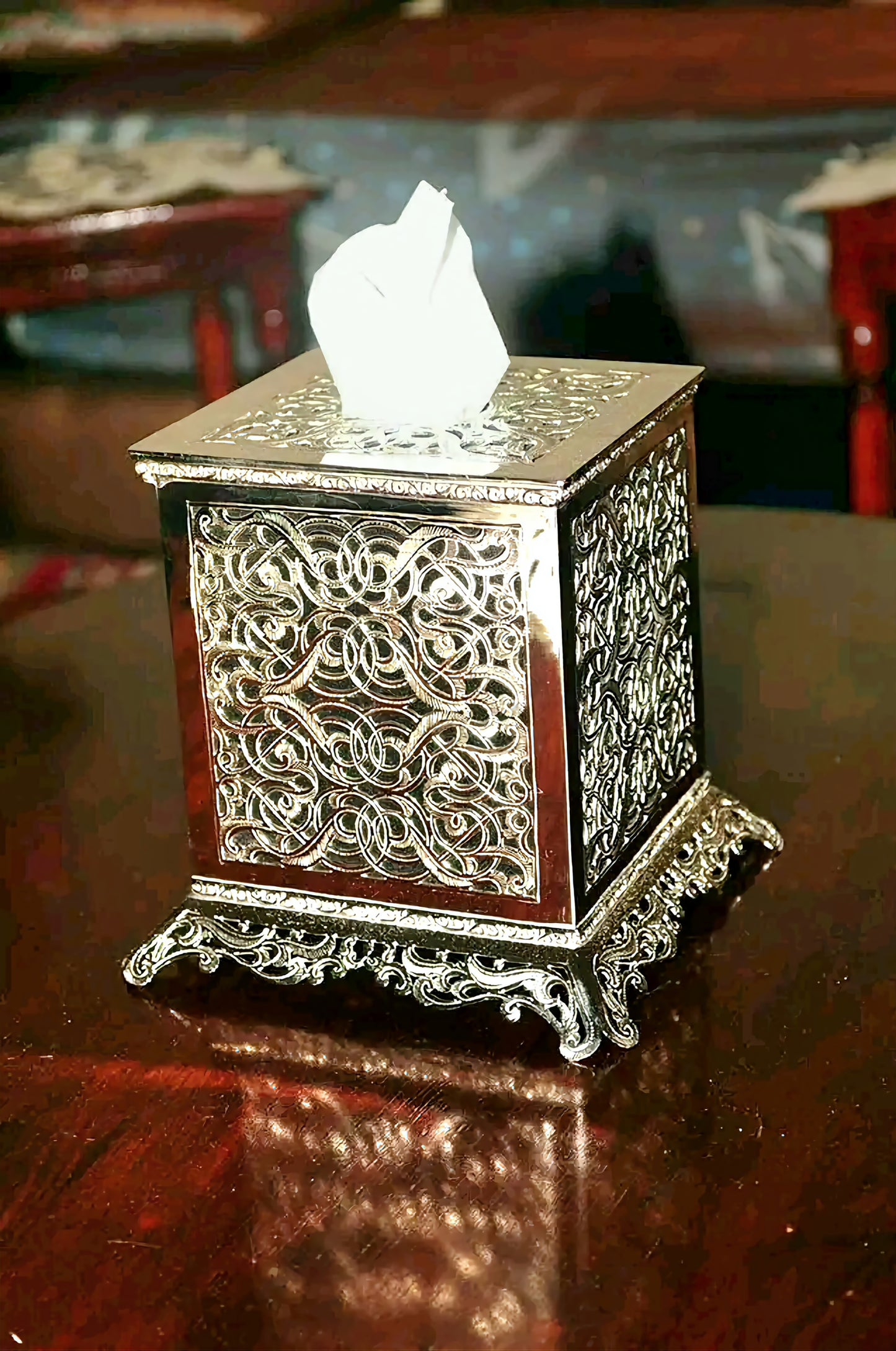 Silver Tissue box, handmade high quality tissue box cover, - Golden Glory Limited