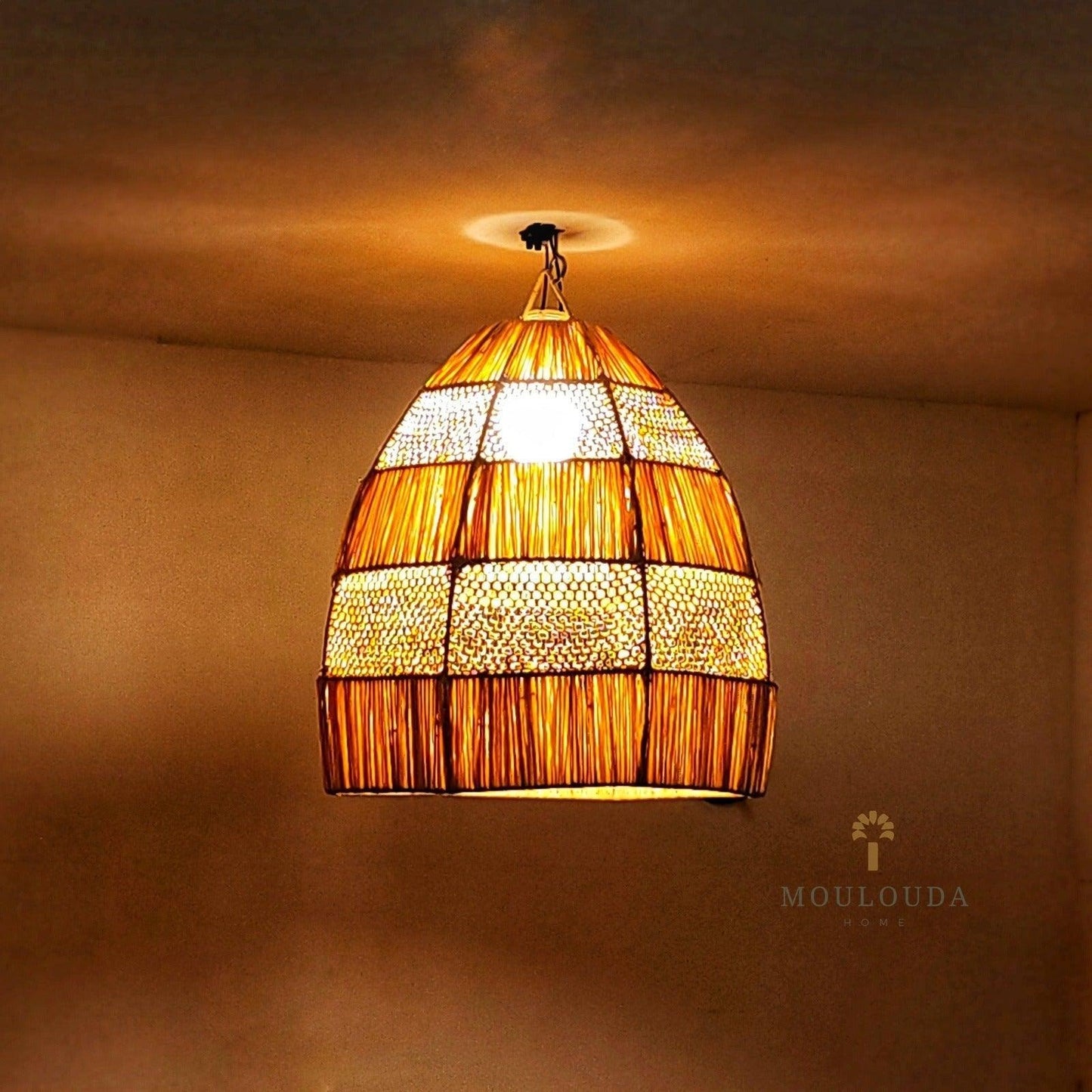 Moroccan pendant light, Rattan chandelier, hanging lantern, Moroccan lantern - Mouloudahome