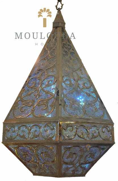 Large Handmade chandelier, pendant lamp, ceiling light, brass ware - Mouloudahome